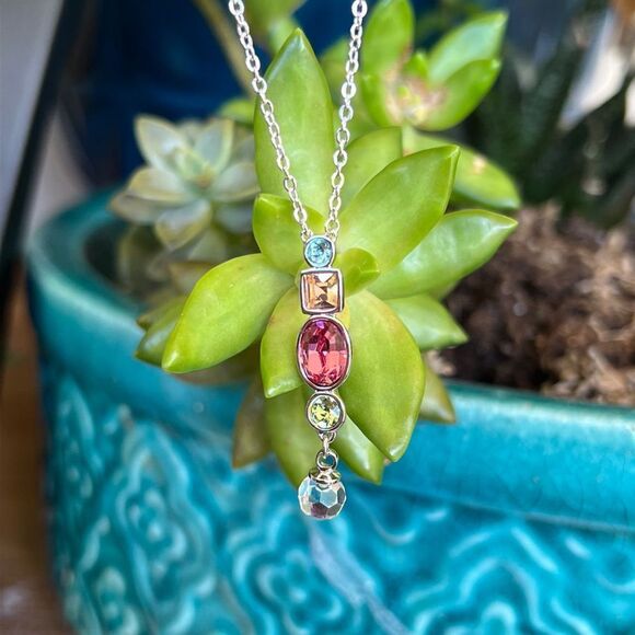 Rainbow Drop Swarovski Crystal Necklace - Picture 7 of 9